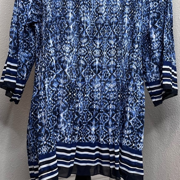 Catherine's Abstract Beaded Neck Mature Lightweight Chiffon Sz 4X Tunic Blouse - Picture 8 of 12